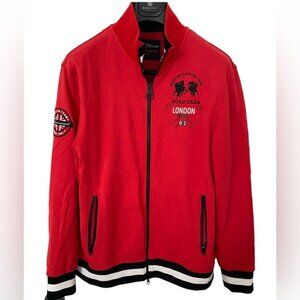 PIERRE CARDIN POLO CLUB Red Full Zip Logo Jacket in Large